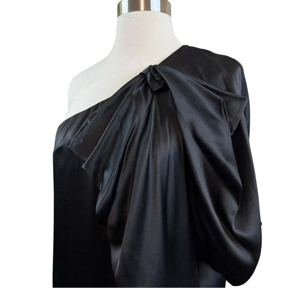 Stella McCartney Italy Draped Silk One Shoulder Cocktail Dress Black 40 US 4/6 - Picture 3 of 10